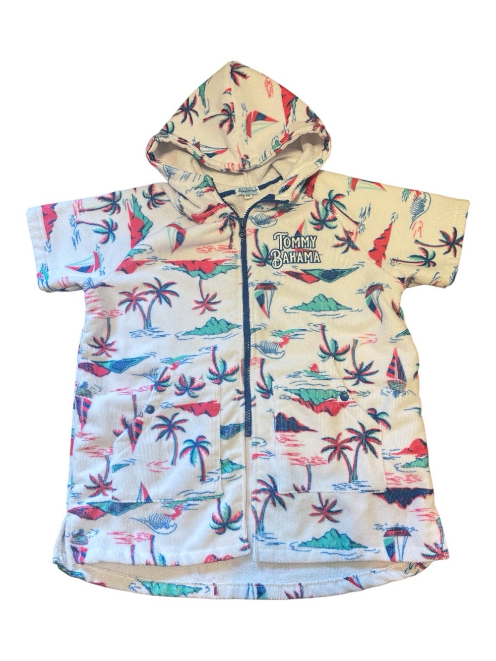 Tommy Bahama Kids Cream Tropical Hooded Swim Cover-Up